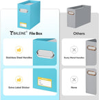 BALEINE File Organizer Box, Cardboard File Folder Organizer with Handle for Letter Size, Portable Collapsible Hanging Filing Box for Home Office Document Storage (2 Pack, Blue)