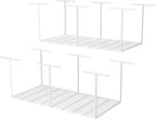 SunsGrove 4x8 Garage Storage Overhead Rack Organization, Adjustable Ceiling Mounted Storage Racks, 800LBS Weight Capacity, 22"-40" Ceiling Dropdown, 2 Pcs, White