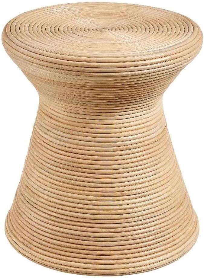 Modway Tavi Natural Rattan Hourglass Round Side Table in Natural – 16 Inch Sm...