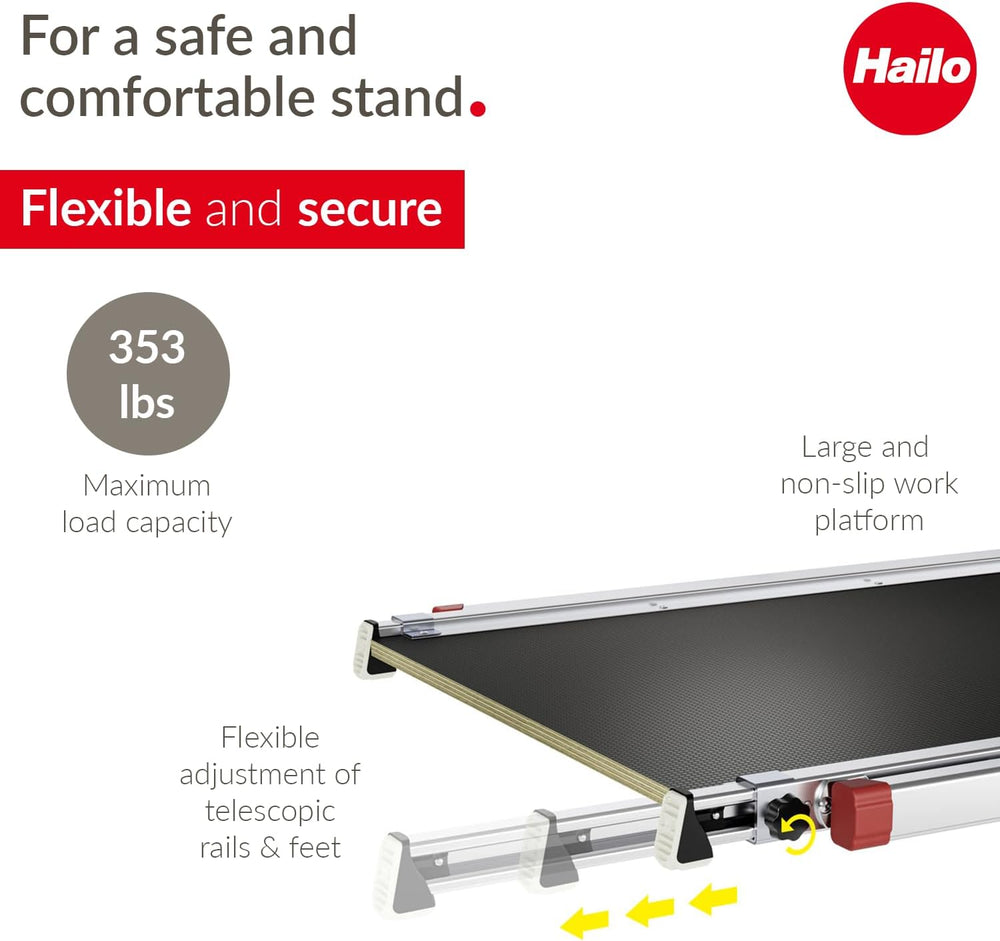 TP2 Plus Work & Staircase Platform Length and Height-Adjustable Telescopic