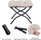 HollyHOME Fabric Lazy Chair with Foldable Ottoman, Accent Comfy Lounge Arm Chair and Folding Footrest Stool Set, Leisure Sofa Reading Chair and Footstool for Living Room, Bedroom, Dorm, Light Camel