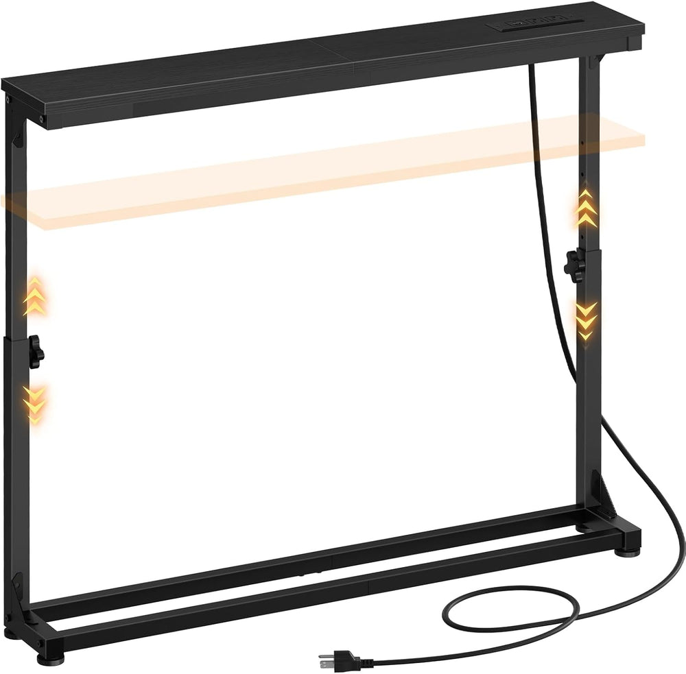 HOOBRO Narrow Console Table with Charging Station, Adjustable Height Sofa Tab...