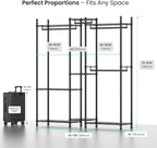 Garment Rack Heavy Duty Clothes Rack Adjustable Freestanding Metal Portable Wardrobe Closet Rack with Shelves for Hanging Clothes - 72" L x 14" W x 75" H, Black
