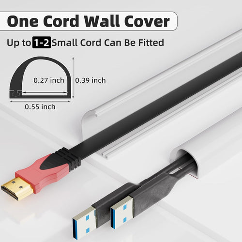 39" Side Buckle Cable Hider for 1 Cords,Extension Cord Covers for Wires On Wall,Adhesive Cord Hider for Wall Mount Tv,Wire Channel for Cable Concealer,Cable Raceway Home & Office,White