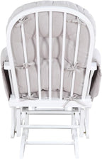 Glider and Ottoman White Wood and Woven Gray Fabric