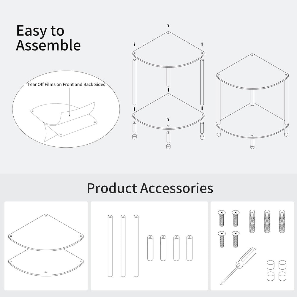 Clear Triangle Acrylic Side Table for Small Space, 11.81" L x 11.81&quot...