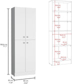 23.6" D*11.8" W*71.1" H Corner Kitchen Pantry, 3 Adjustable Shelves & Fixed Shelf, 2 Double-Doors, Freestanding Storage Cabinet, Modern Minimalist, for Living Room, Dining Room, White