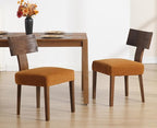 chairus Farmhouse Dining Chairs Set of 6, Upholstered Accent Chairs with Dark Brown T-Shape Wood Back Armless Kitchen Chairs with Soft Pad, Velvet Brown