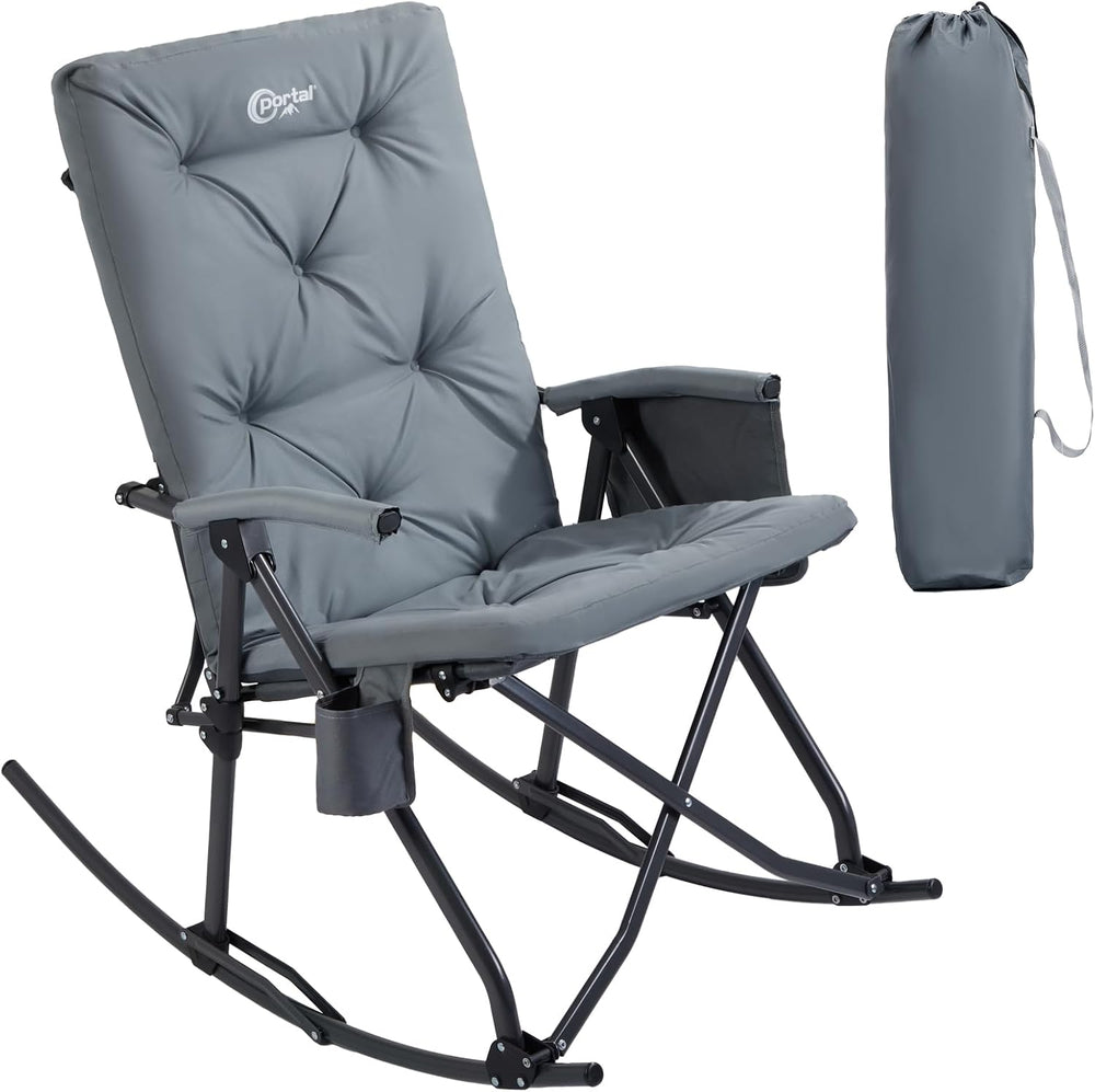 Portal Oversized Padded Folding Rocking Camping Chair Outdoor 400 LBS | Padde...