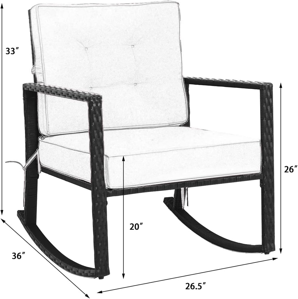 HAPPYGRILL Wicker Rocking Chair, Outdoor Patio Glider Chair with Heavy-Duty F...