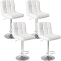 DUMOS Bar Stools Set of 4, 24 inch Counter Height Bar Stools, Upholstered Modern Kitchen Barstools with Metal Base, PU Leather Saddle Stools for Kitchen Island, White