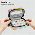 Colorful Cartoon Cute Cats Pill Organizer Travel Medicine Case with Zipper Daily Vitamin Storage Bag Portable 8 Slot Weekly Pill Box Supplement Holder for Home Office Gym Travel