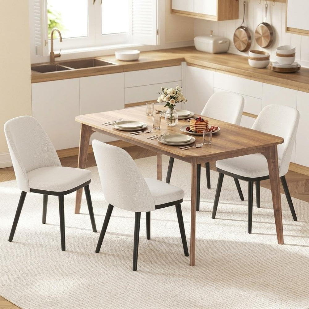 GarveeHome Wooden Dining Chairs Set of 4, Fabric Dining Room Chairs,White