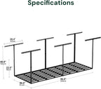 SunsGrove 3x8 Garage Storage Overhead Rack Organization, Adjustable Ceiling Mounted Storage Racks, 800LBS Weight Capacity, 22"-40" Ceiling Dropdown, Black