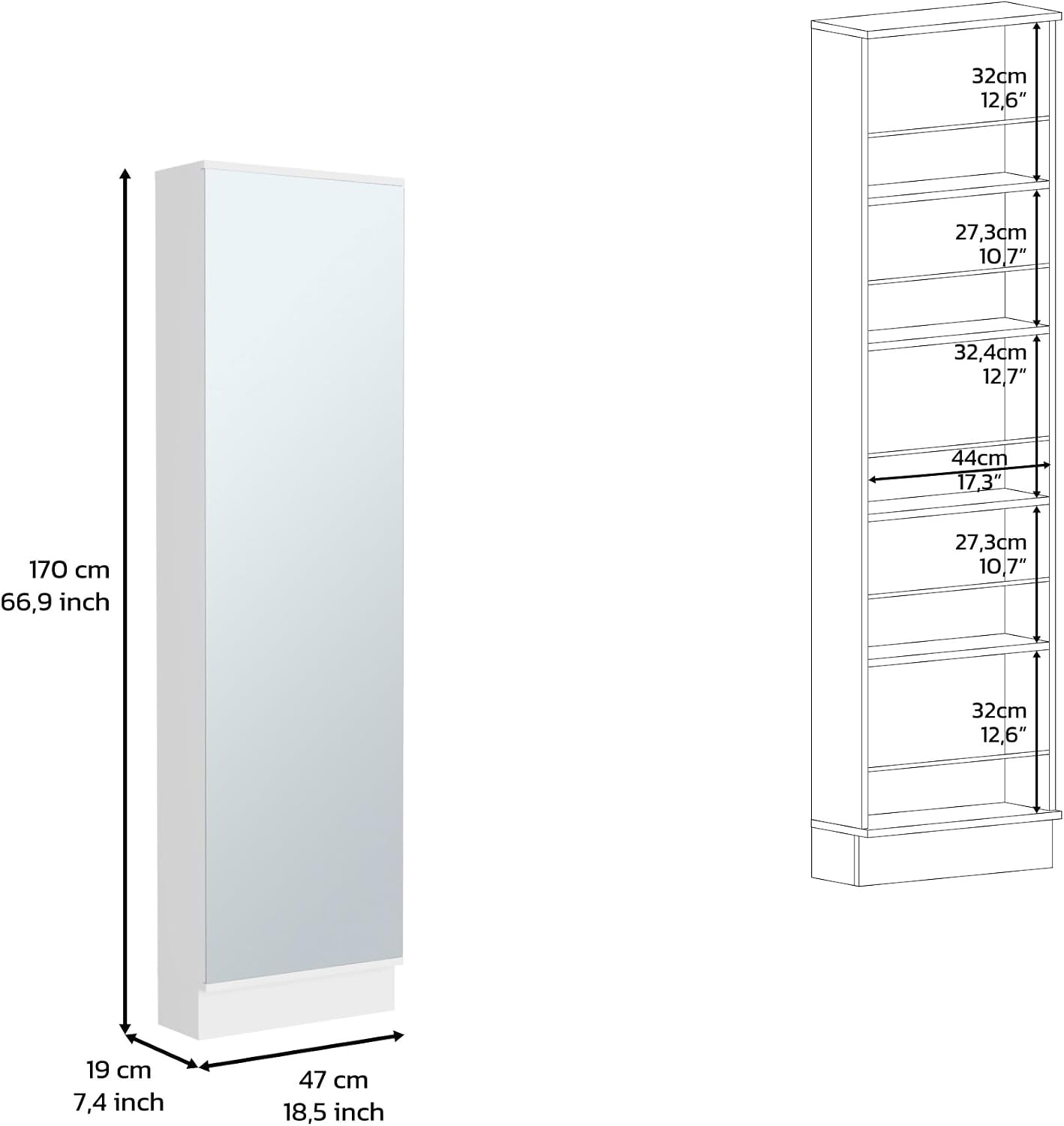 Modern Shoe Rack, Tall Shoe Storage Cabinet with Five Internal Storage Shelves,for Kitchen Home