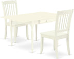 East West Furniture MZDA3-LWH-W 3 Piece Dining Room Furniture Set Contains a Rectangle Kitchen Table with Dropleaf and 2 Dining Chairs, 36x54 Inch, Linen White