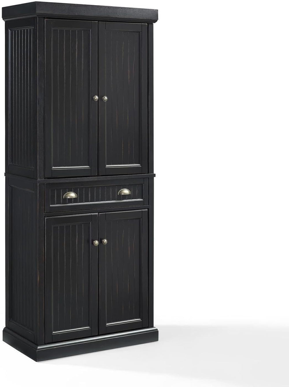 HomeStock Kitchen Pantry Cabinet - 30" Wide Storage - Distressed Black F...