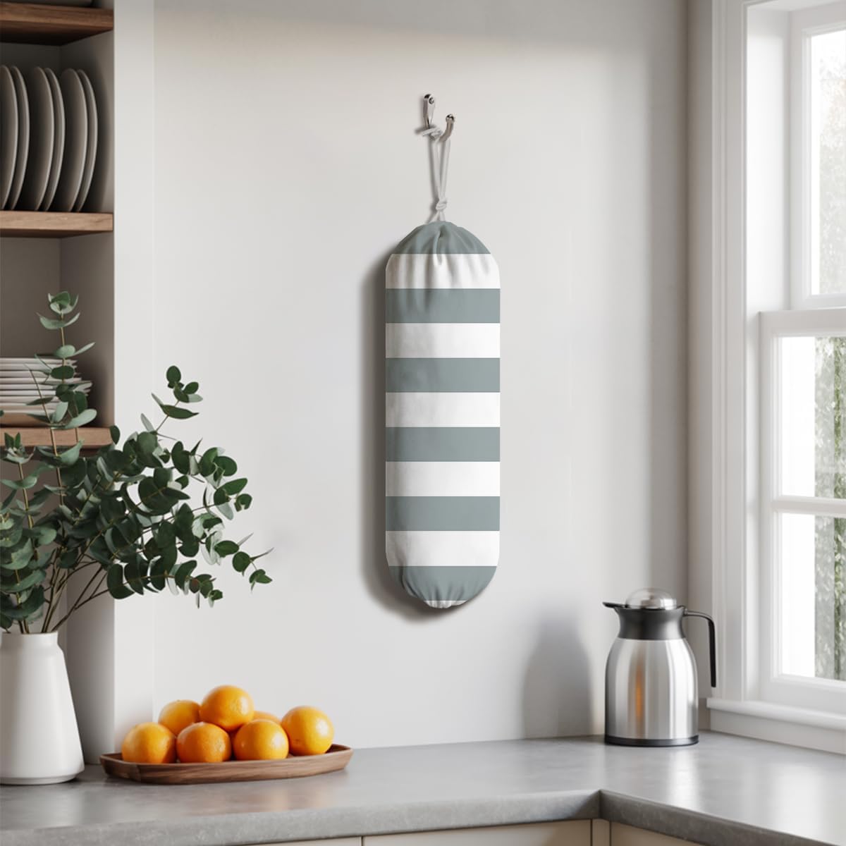 Strips Plastic Bag Holder, Reusable Grocery Garbage Car Trash Bags Holder, Wall Mount Plastic Bags Organizer, Kitchen Housewarming Gift for Women, Kitchen Pattern Garbage Bag 57