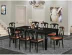 East West Furniture LGKE9-BLK-LC 9 Piece Dining Room Set Includes a Rectangle Kitchen Table with Butterfly Leaf and 8 Faux Leather Upholstered Dining Chairs, 42x84 Inch, Black