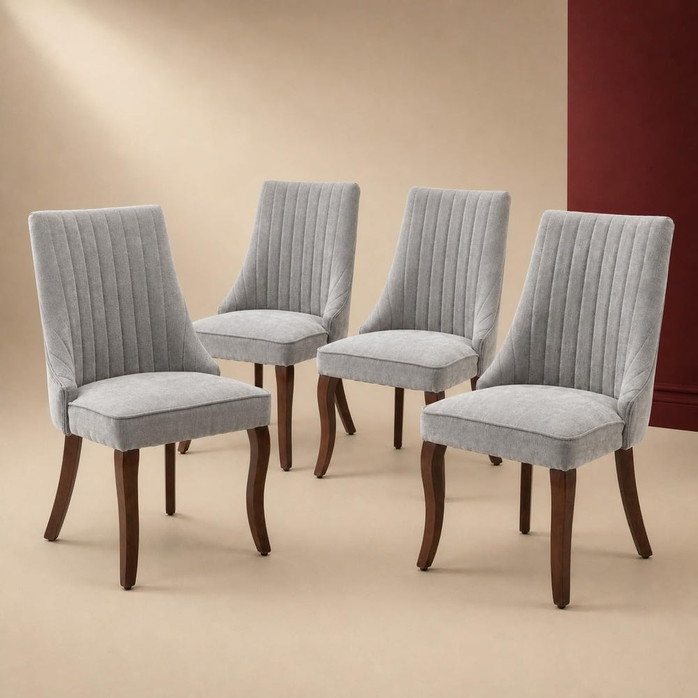 Mid Century Modern Dining Chairs Set of 4, Gray Upholstered Dining Chairs Set...