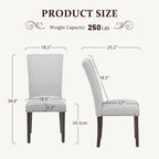 Furniliving Upholstered Dining Chairs Set of 6 - Line Fabric Modern Farmhouse Kitchen Chairs, High-Back Dining Room Chairs with Wooden Legs for Kitchen Dining Room Living Room.Light Grey