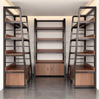 5-Tier Ladder Shelf - Tall Freestanding Wood & Metal Bookshelf for Living Room, Bedroom, Balcony - Stylish Storage Solution for Home Decor