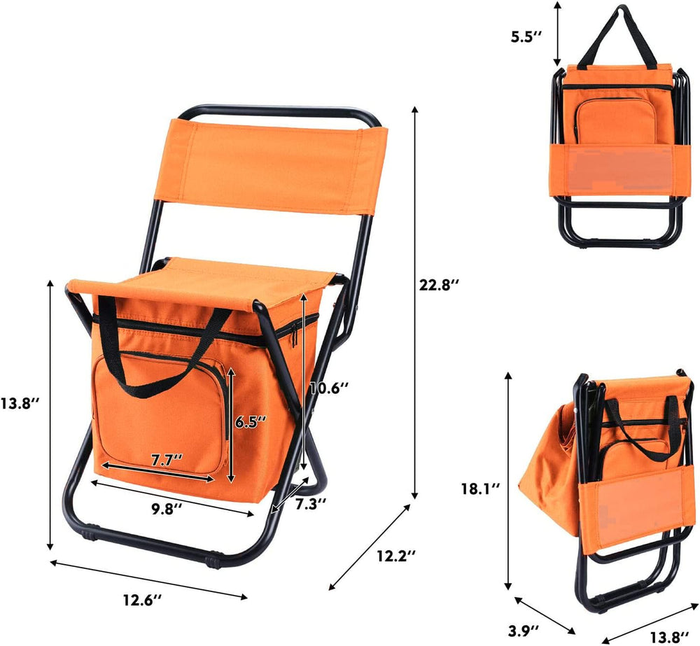Fishing Chair with Cooler Bag Compact Fishing Stool Foldable Small Hunting Ch...