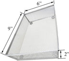 HAHIYO Stackable Mesh Tray Cup 9 x 6 x 2 inches Sturdy Container for Desk Drawer Organizer Collection for Home Office School kitchen Soft Foam Feet No Sharp Edges 1 Pack Silver
