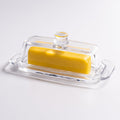 Glass Butter Dish with Cover, Clear Crystal Butter Holder Tray with Lid for Countertop Refrigerator