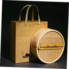 IMIKEYA Bamboo Tea Box Woven Design Tea Cake Storage Container for Home and Office Organization