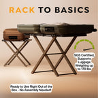 Luxury Expandable Luggage Rack for All Suitcase Sizes, Folding Stand Essential for Hotels, AirBnB, Guest Room; Extends 35” Inches, Holds up to 170 lbs, Durable Steel & Solid Wood, NO Assembly Required