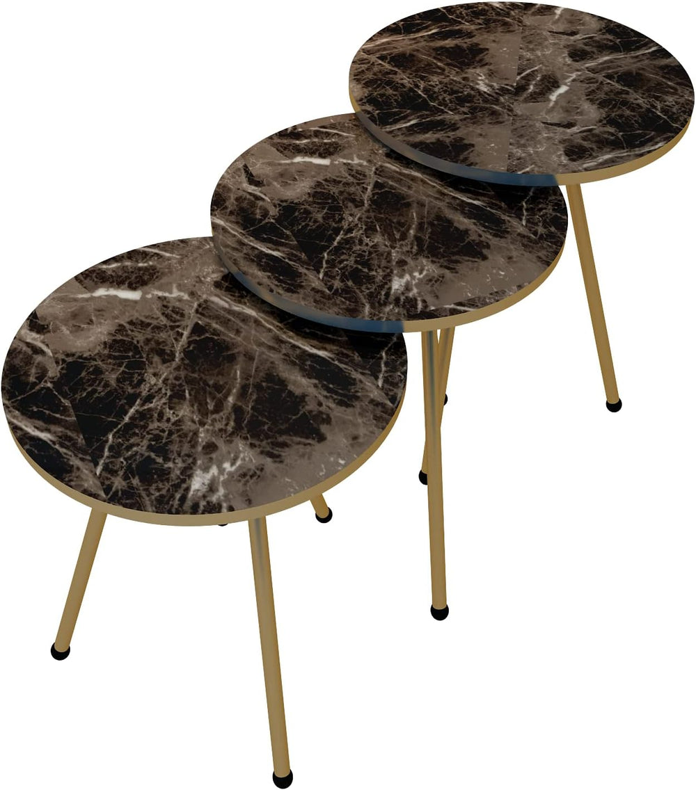 Set of 3 Nesting END Tables - Round Stacking Coffee Side Tables for Small Spa...