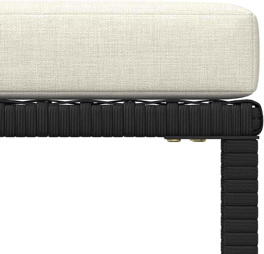 vidaXL Black Poly Rattan Sectional Footrest with Cream White Cushions - Versa...