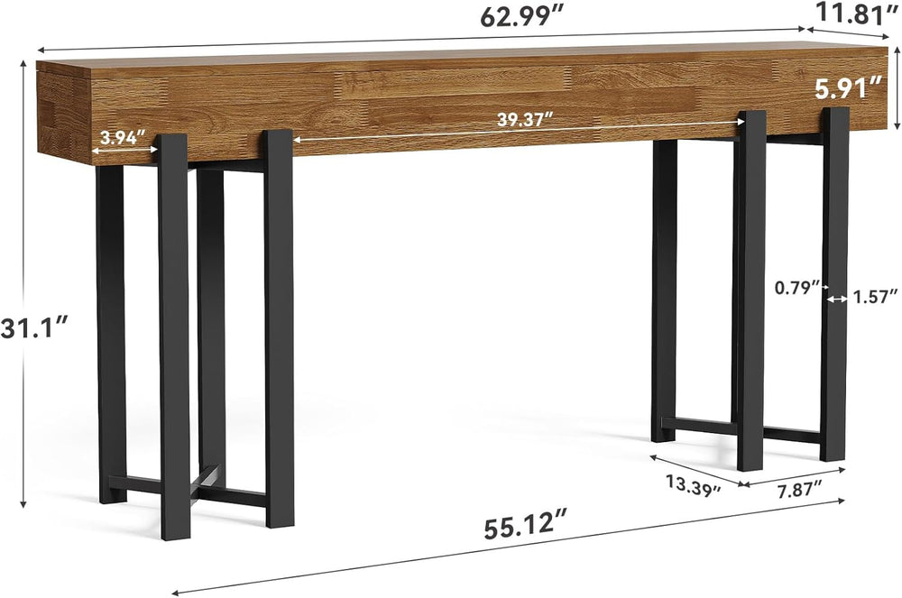 LITTLE TREE 63-Inch Console Table for Entryway, Farmhouse Behind Couch Table,...