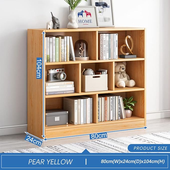 IOTXY Open Shelf Low Bookcase - Wooden 3-Tier Floor Standing Display Cabinet ...