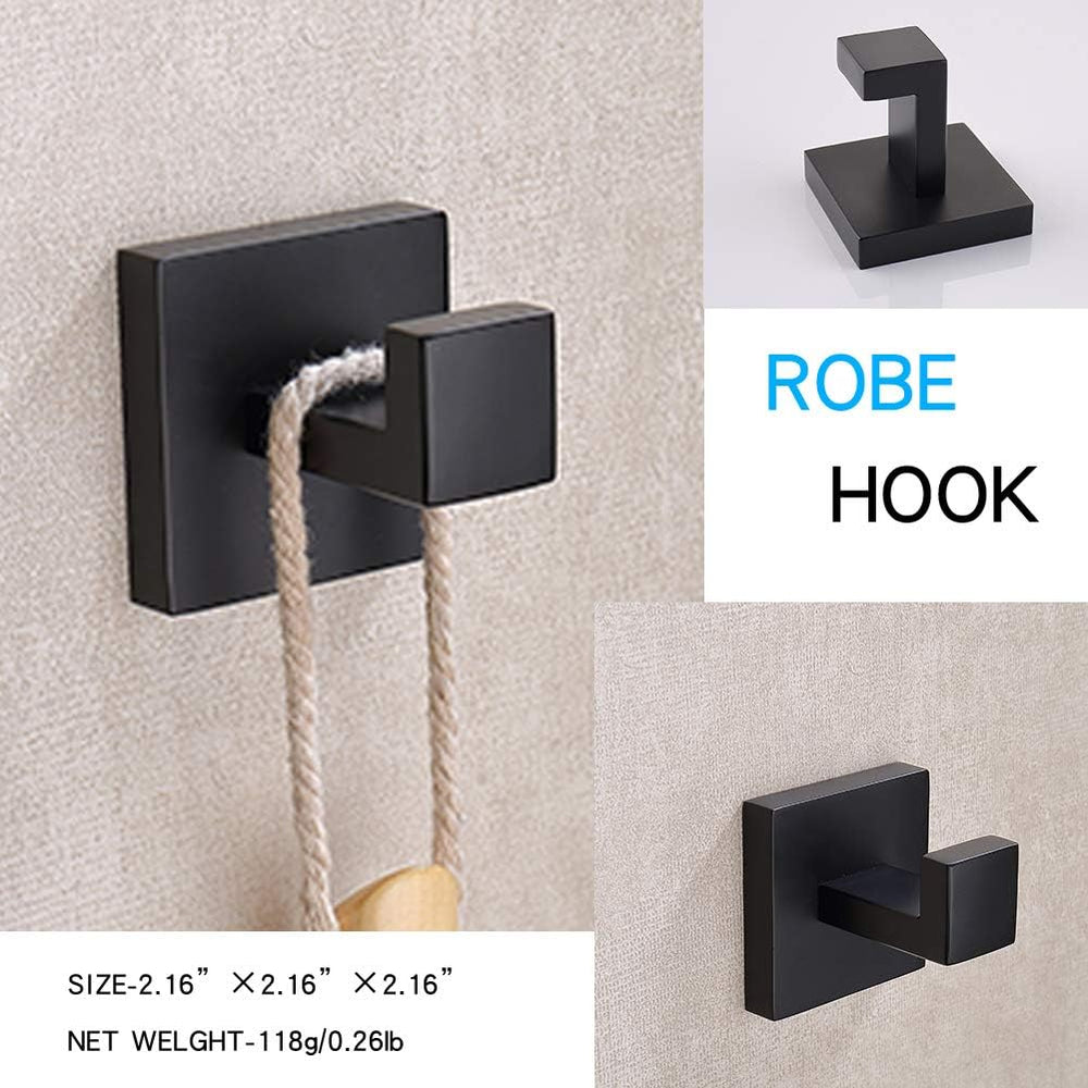 TASTOS 3-Piece Bathroom Hardware Set Matte Black Wall Mounted Bathroom Access...
