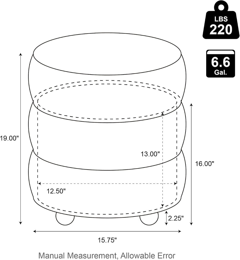 Glitzhome Round Ottoman with Storage, Small Foot Stool, Modern Accent Stool U...