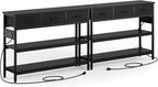 Lulive 2 Pack Entryway Table with Outlets, 3 Fabric Drawers, 43in | 43.3"W x 11.8"D entry table with 2 outlets, 2 USB ports, swappable plug side, adjustable feet and anti-tip kit.