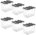 Superio Storage Bins with Lids- Clear Boxes for Organizing, Stackable Plastic Containers- BPA Free, Non-Toxic, Odor Free, Organizer for Home, Office, Dorm, 53 Quart (6 Pack, 20.25"x14"x14.6")