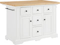 Crosley Furniture Julia Wood Top Kitchen Island with Storage Drawers, Shelves, and Spice Rack, White