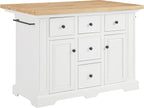Crosley Furniture Julia Wood Top Kitchen Island with Storage Drawers, Shelves, and Spice Rack, White