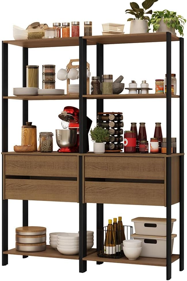Madesa Kitchen Pantry Storage Rack with 4 Drawers and 6 Open Shelves 55"...