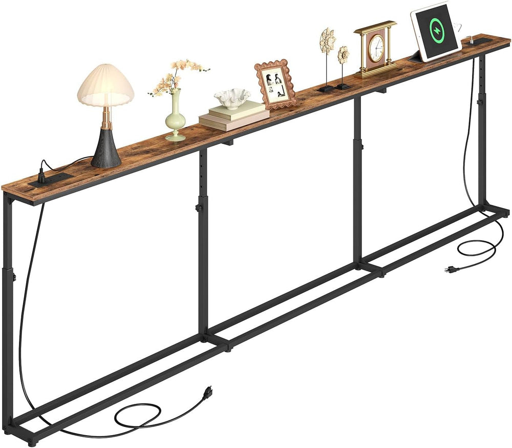 HOOBRO 102.3 Inch Narrow Console Table with Adjustable Height (25.5"-33....