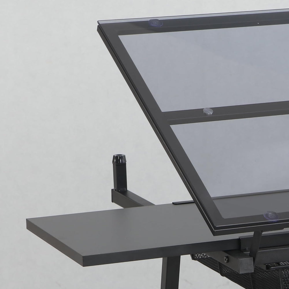 Drafting Table, 0-70° Adjustable Glass Top Artist Table - Height Adjustable D...