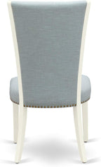 East West Furniture DOVE7-LWH-15 7 Piece Dinette Set Consist of a Rectangle Dining Room Table with Butterfly Leaf and 6 Baby Blue Linen Fabric Parson Dining Chairs, 42x78 Inch, Linen White