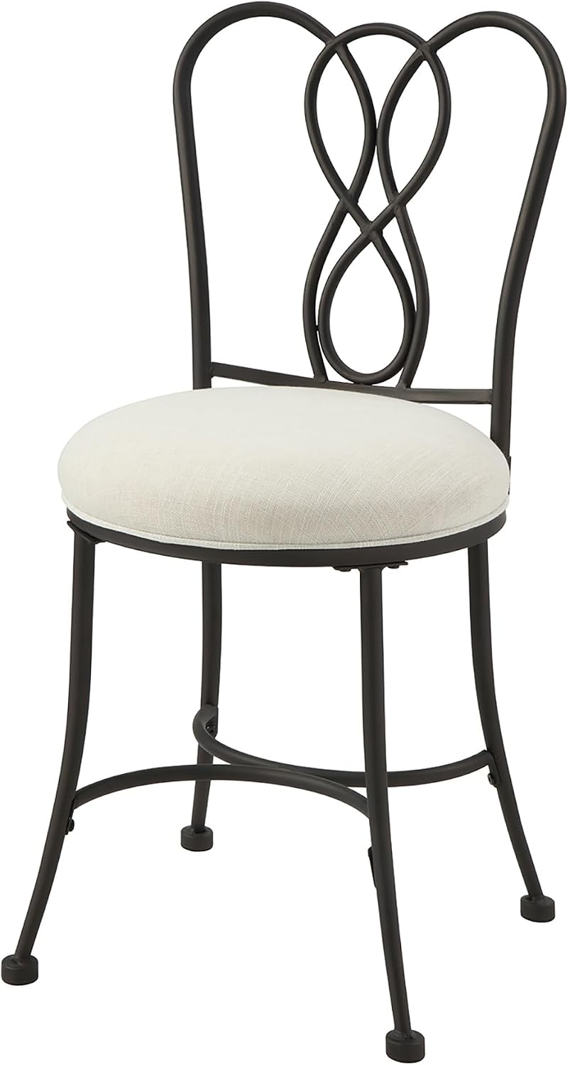Bronze Decorative‑Back Iron Upholstered Vanity Stool