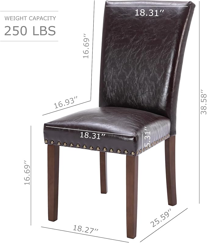 COLAMY Upholstered Parsons Dining Chairs Set of 6, PU Leather Dining Room Kit...