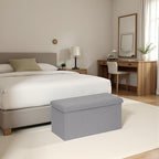 Foldable Storage Ottoman Bench-Footrest Stools for Living Room, Apartment-Multi-Functional Chair with Hidden Compartment, Grey