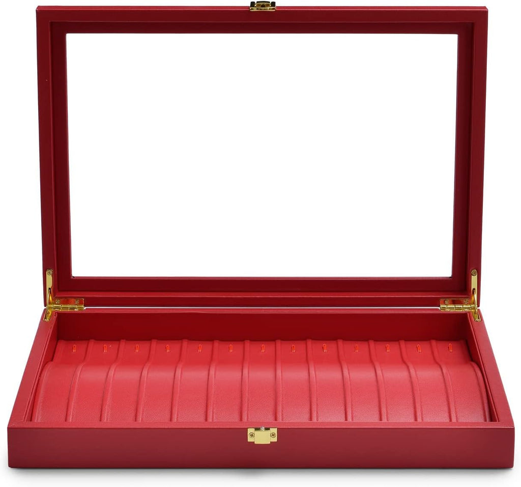 Oirlv Luxury Leather Necklace Bracelet Organizer Tray with Acrylic Lid Jewelry Display Case Drawer Insert Jewelry Organizer for women