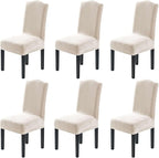 H.VERSAILTEX Dining Chair Covers Velvet Stretch Chair Covers for Dining Room Set of 6 Parson Chair Slipcovers Chair Protectors Covers, Soft Thick Solid Velvet Fabric Washable, Ivory